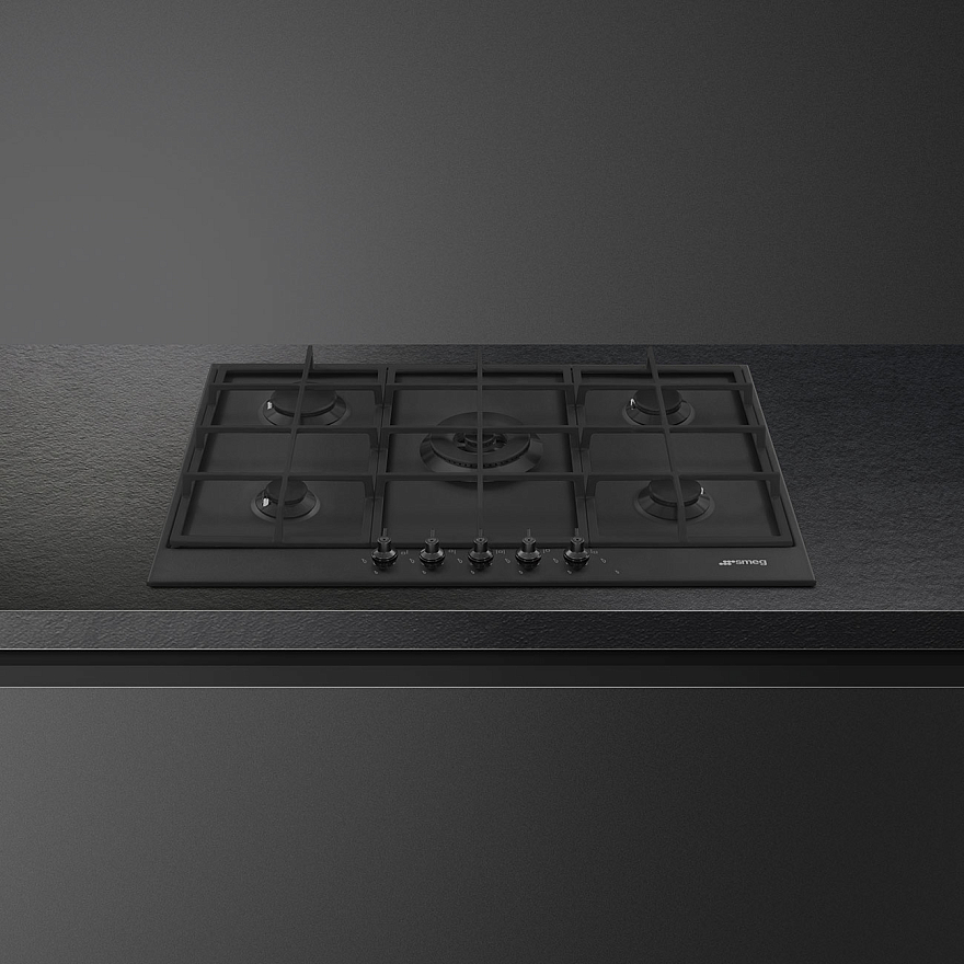 SMEG PX375MB Газовая варочная панель, 72,5 см, цвет чёрный матовый
