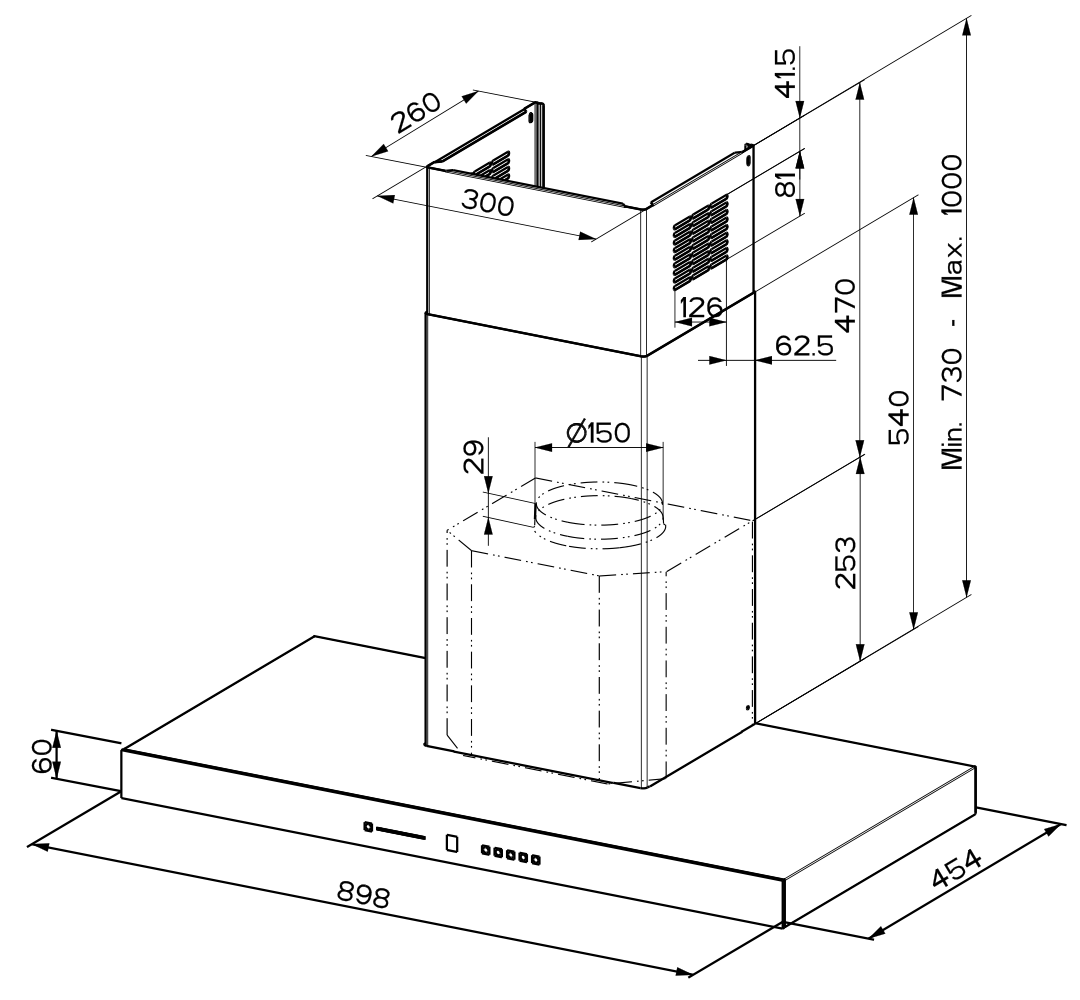 Вытяжка настенная Faber T-AIR KL A90