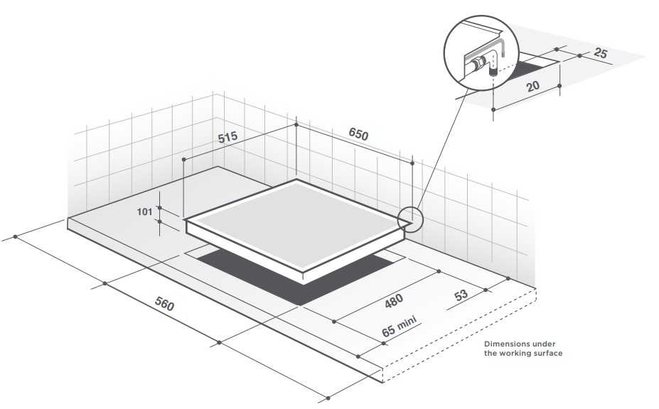 Газовая стеклянная варочная панель 65 см De Dietrich DPG7549B